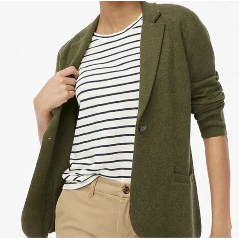 J.Crew Schoolboy Sweater Blazer Women Size S Heather Loden 100% Cotton Cardigan
